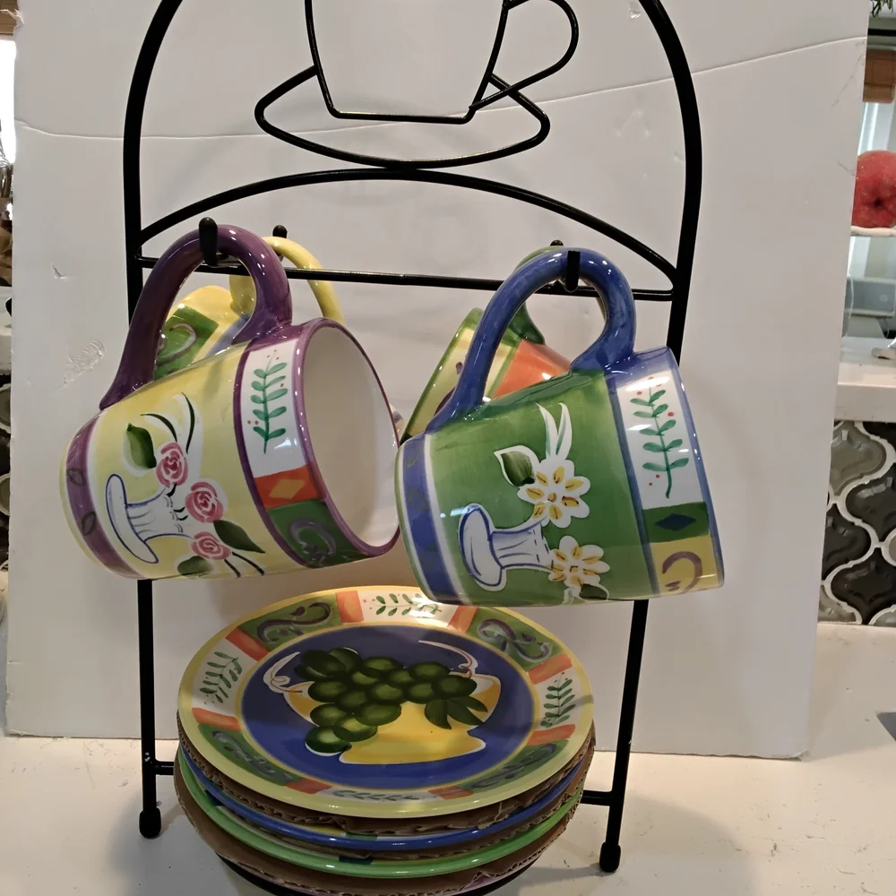 9 Pieces Colorful Ceramic Set with Stand - Picture 3 of 8